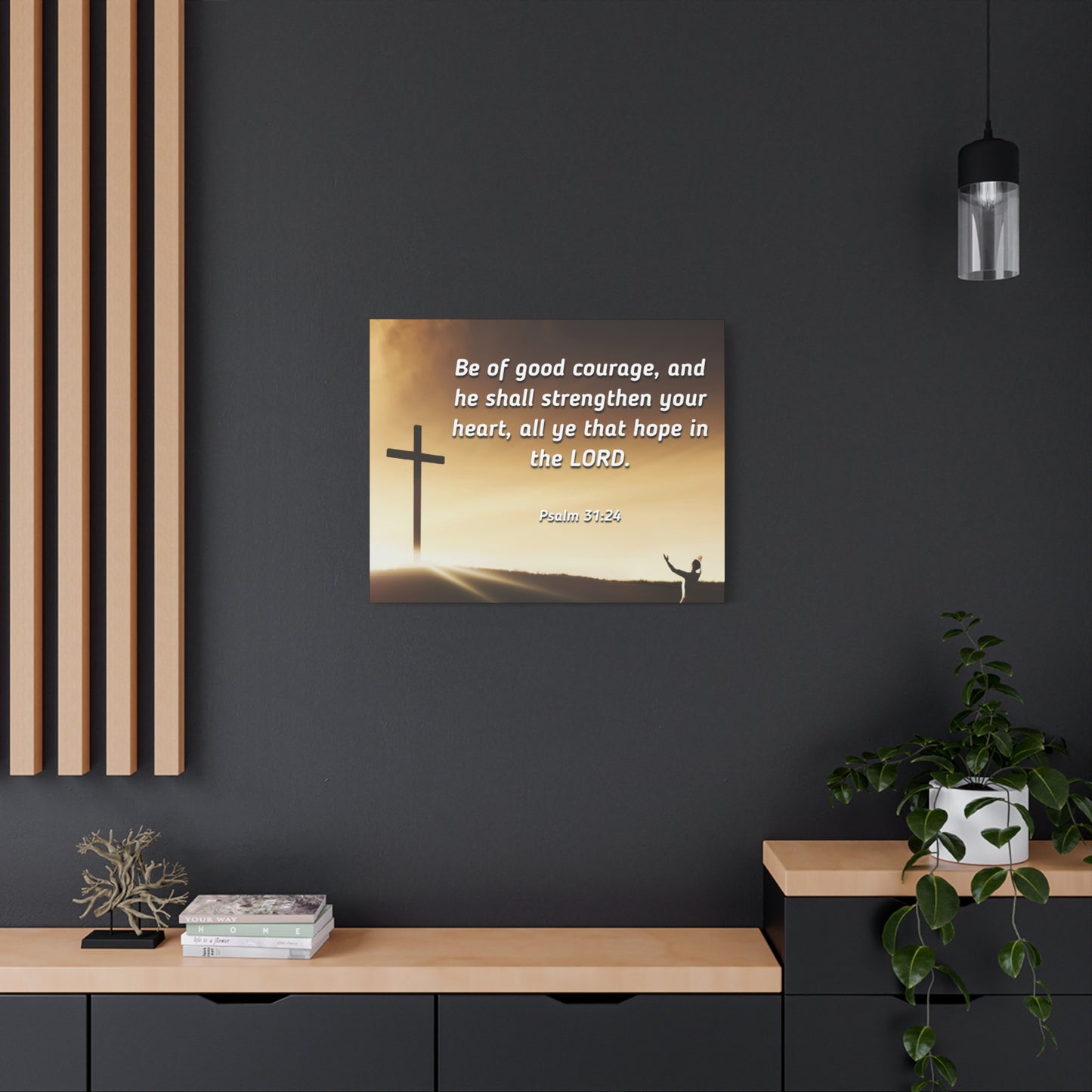 Scripture Canvas Good Courage Psalms 31:24 Christian Wall Art Bible Verse Print Ready to Hang