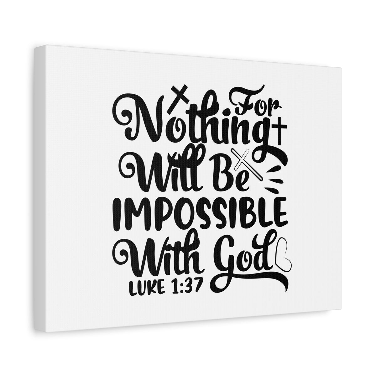 Scripture Canvas For Nothing Will Be Impossible Luke 1:37 Christian Wall Art Bible Verse Print Ready to Hang