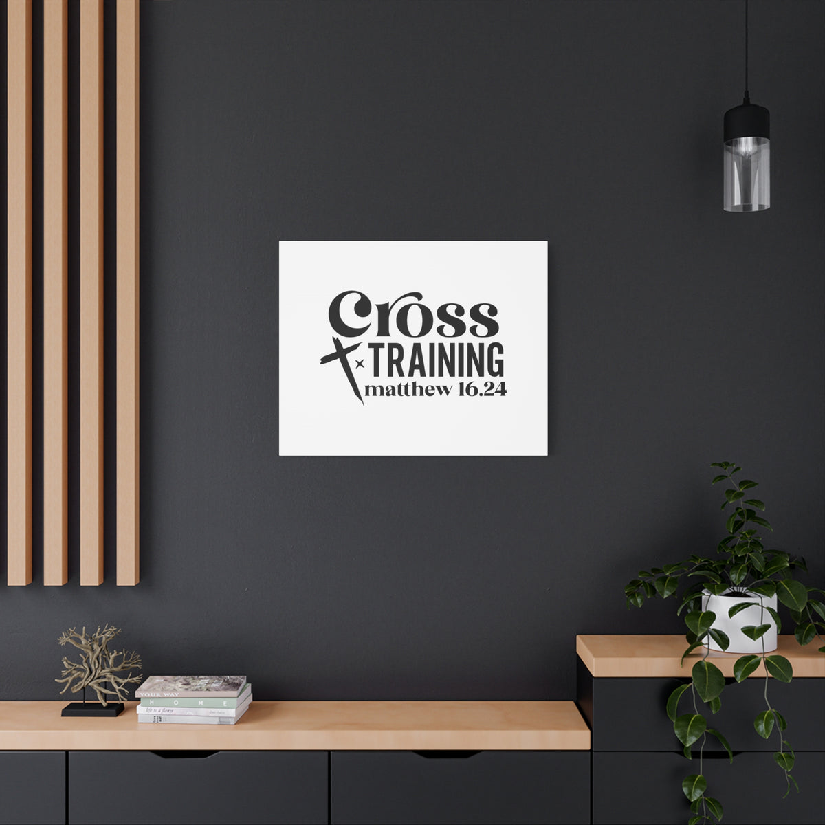 Scripture Canvas Cross Training Matthew 16:24 Christian Wall Art Bible Verse Print Ready to Hang
