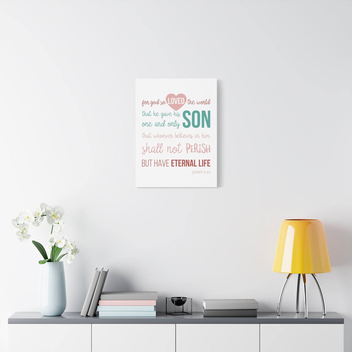 Scripture Canvas For God So Love John 3:16 Christian Wall Art Bible Verse Print Ready To Hang