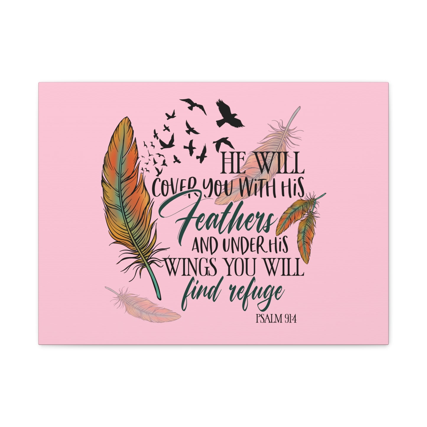 Under His Wings Psalm 19:4 Christian Wall Art Bible Verse Print Ready to Hang