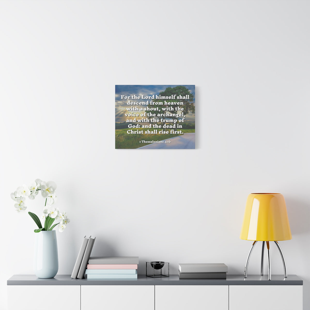 Scripture Canvas Rise 1 Thessalonians 4:16 Christian Wall Art Bible Verse Print Ready to Hang