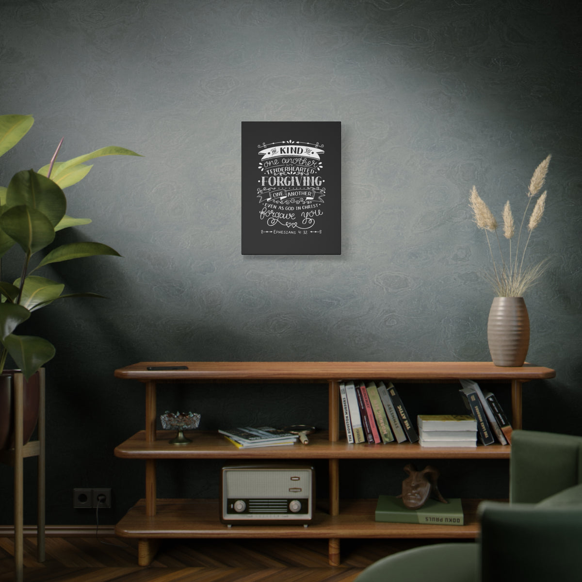 Scripture Canvas Tenderhearted Black Ephesians 4:32 Christian Wall Art Bible Verse Print Ready to Hang
