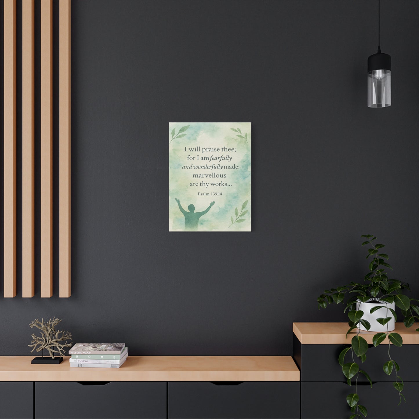 Bible Verse Canvas Psalm 139:14 Christian Home Décor Wall Art Scripture Ready to Hang Faith Print