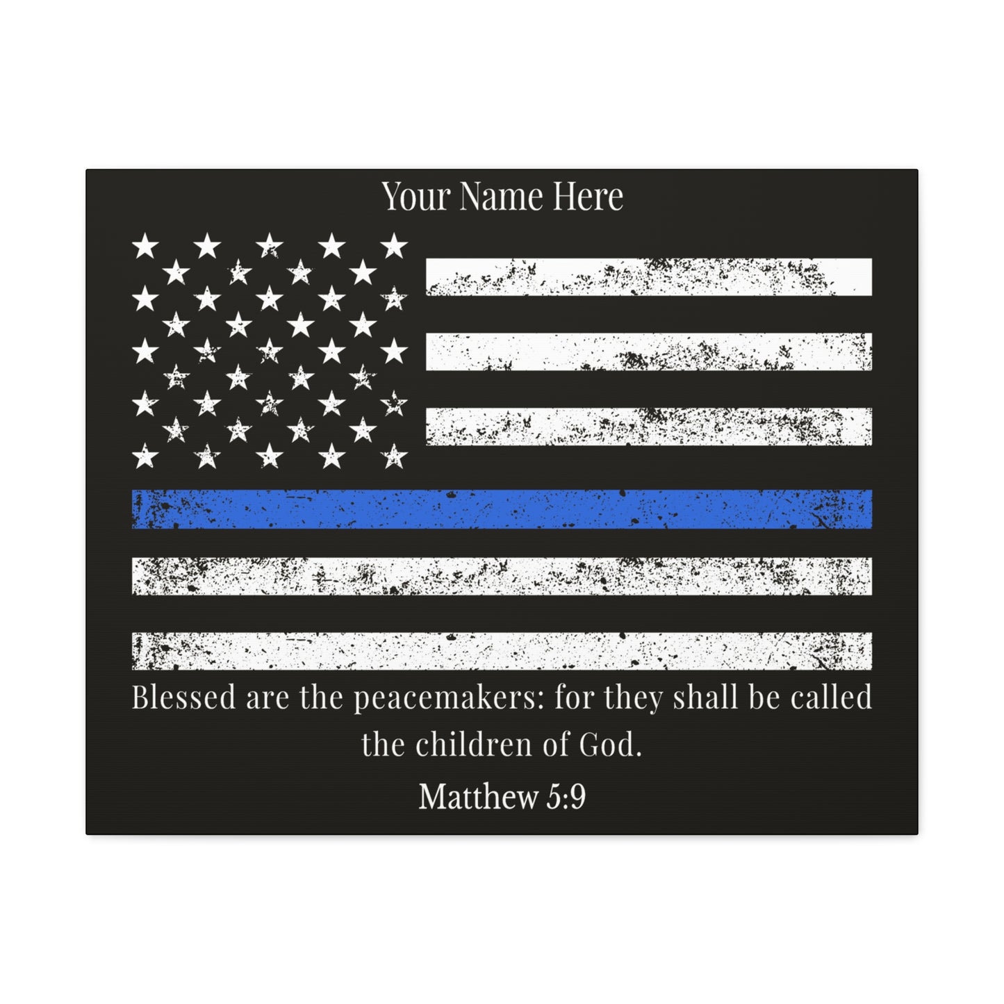 Personalized Matthew 5:9 Police Officer Badge Bible Canvas Christian Wall Art Ready to Hang Unframed