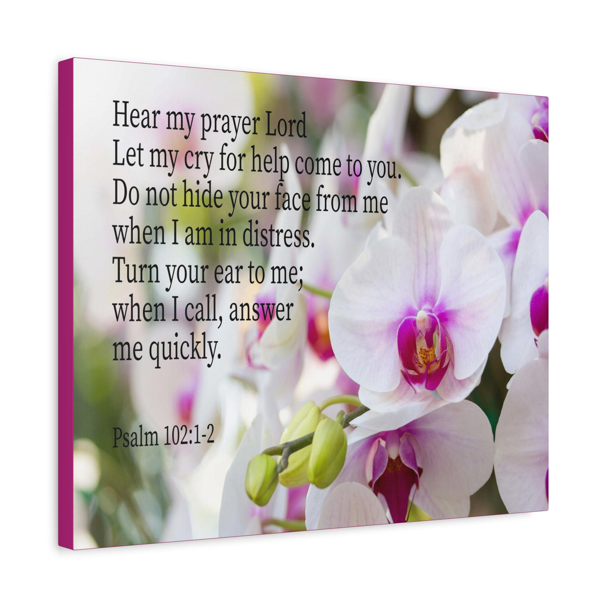 Scripture Canvas Hear My Prayer Lord Psalm 102:1-2 Christian Wall Art Bible Verse Print Ready to Hang