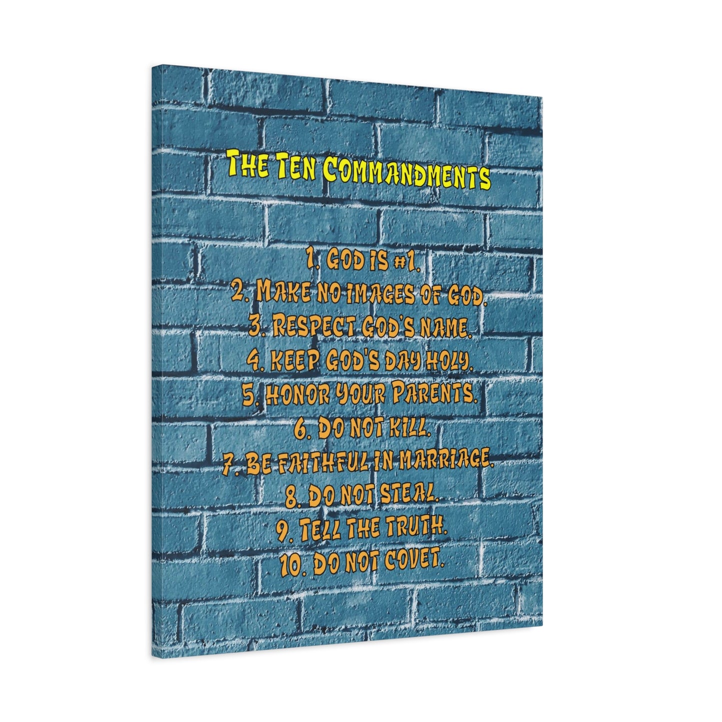 Scripture Canvas 10 Commandments For Kids Brick Wall Christian Wall Art Print Ready to Hang