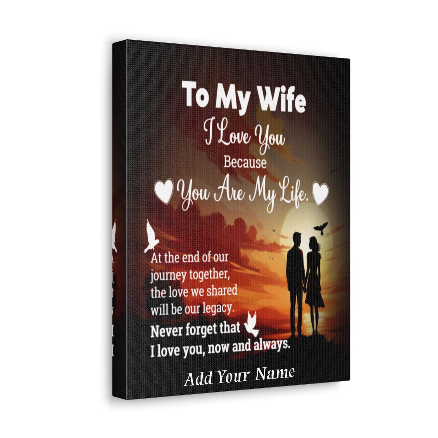 Personalized To My Wife Sunset Romance Canvas Wall Art - Heartfelt Gift of Love & Legacy