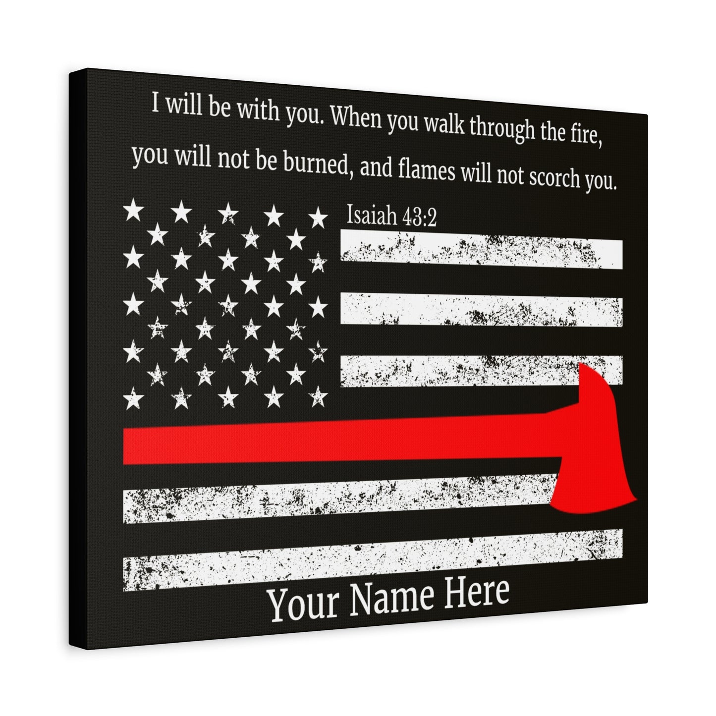 Scripture Walls Personalized Firefighter Isaiah 43:2 Bible Canvas Christian Wall Art Ready to Hang Unframed