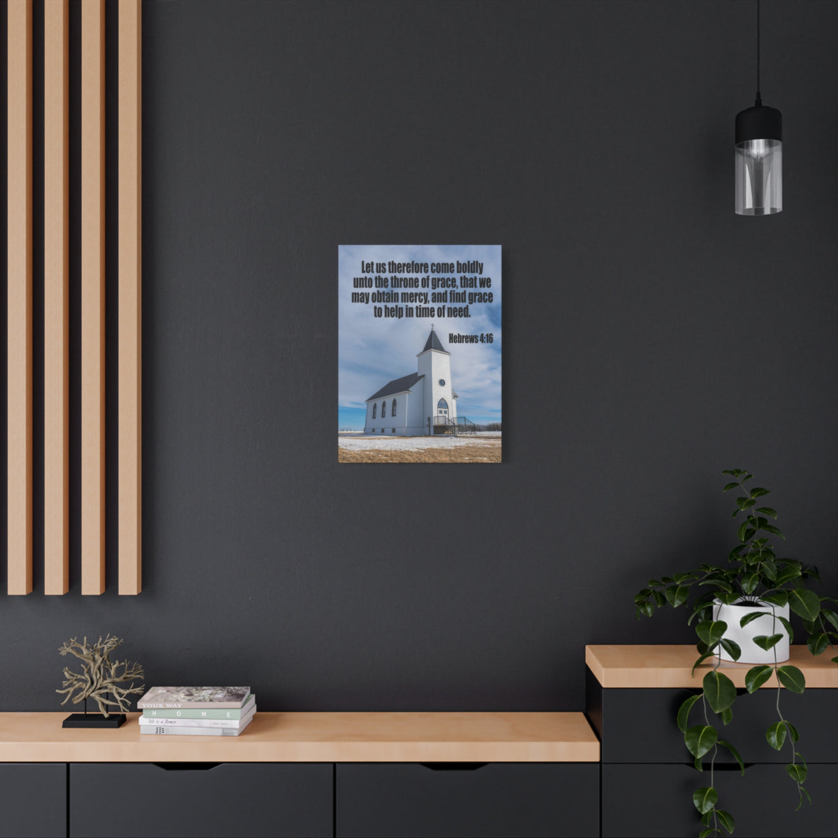 Scripture Canvas Throne of Grace Hebrews 4:16 Christian Wall Art Bible Verse Print Ready to Hang