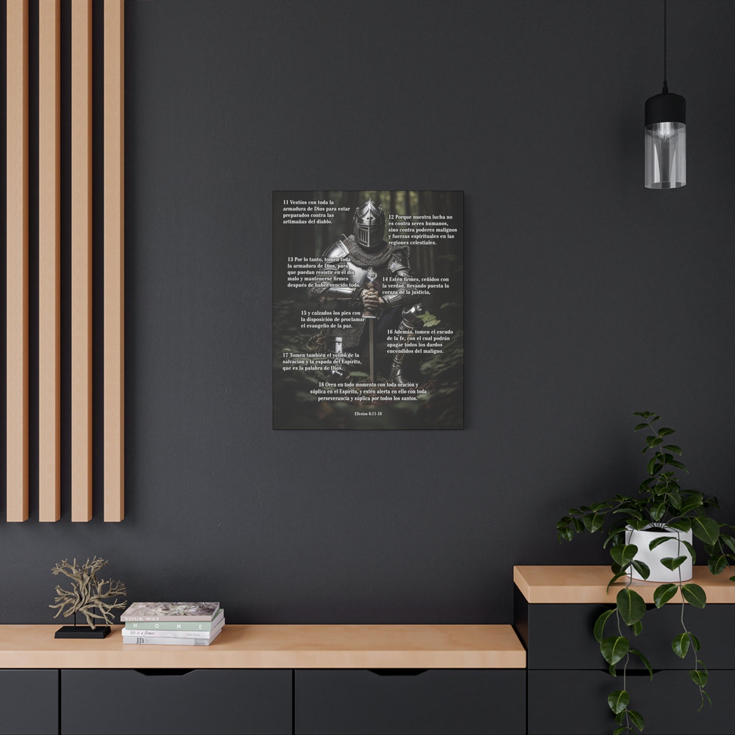 Scripture Walls Armor Of God Ephesians 6:11-18 Spanish Soldier Kneels Christian Wall Art Print Ready to Hang Unframed