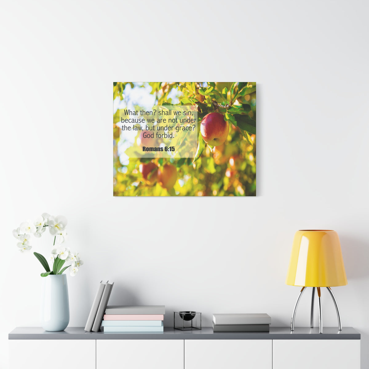 Scripture Canvas God Forbid Romans 6:15 Christian Wall Art Bible Verse Print Ready to Hang