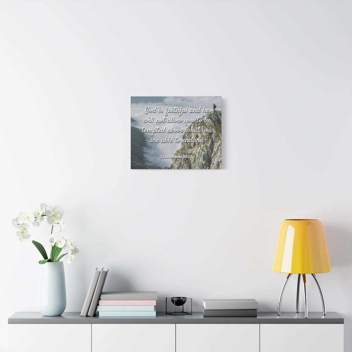 Scripture Canvas God Is Faithful 1 Corinthians 10:13 Christian Wall Art Bible Verse Print Ready to Hang