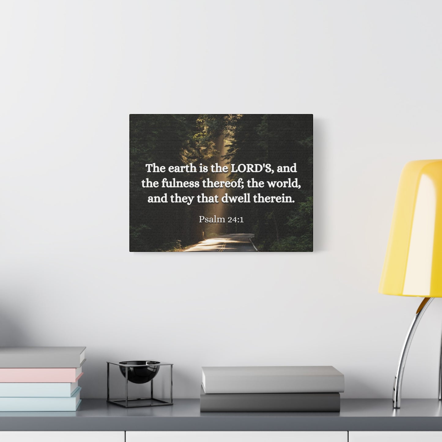 Scripture Canvas The World Psalm 24:1 Christian Wall Art Bible Verse Print Ready to Hang