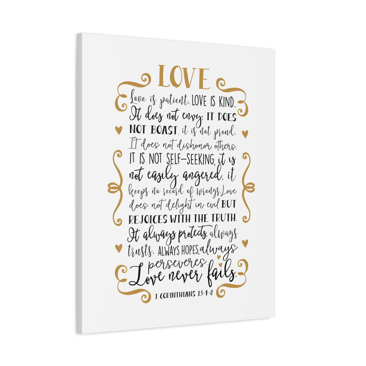 Scripture Canvas Love Is Kind 1 Corinthians 13:4-8 Christian Wall Art Bible Verse Print Ready to Hang