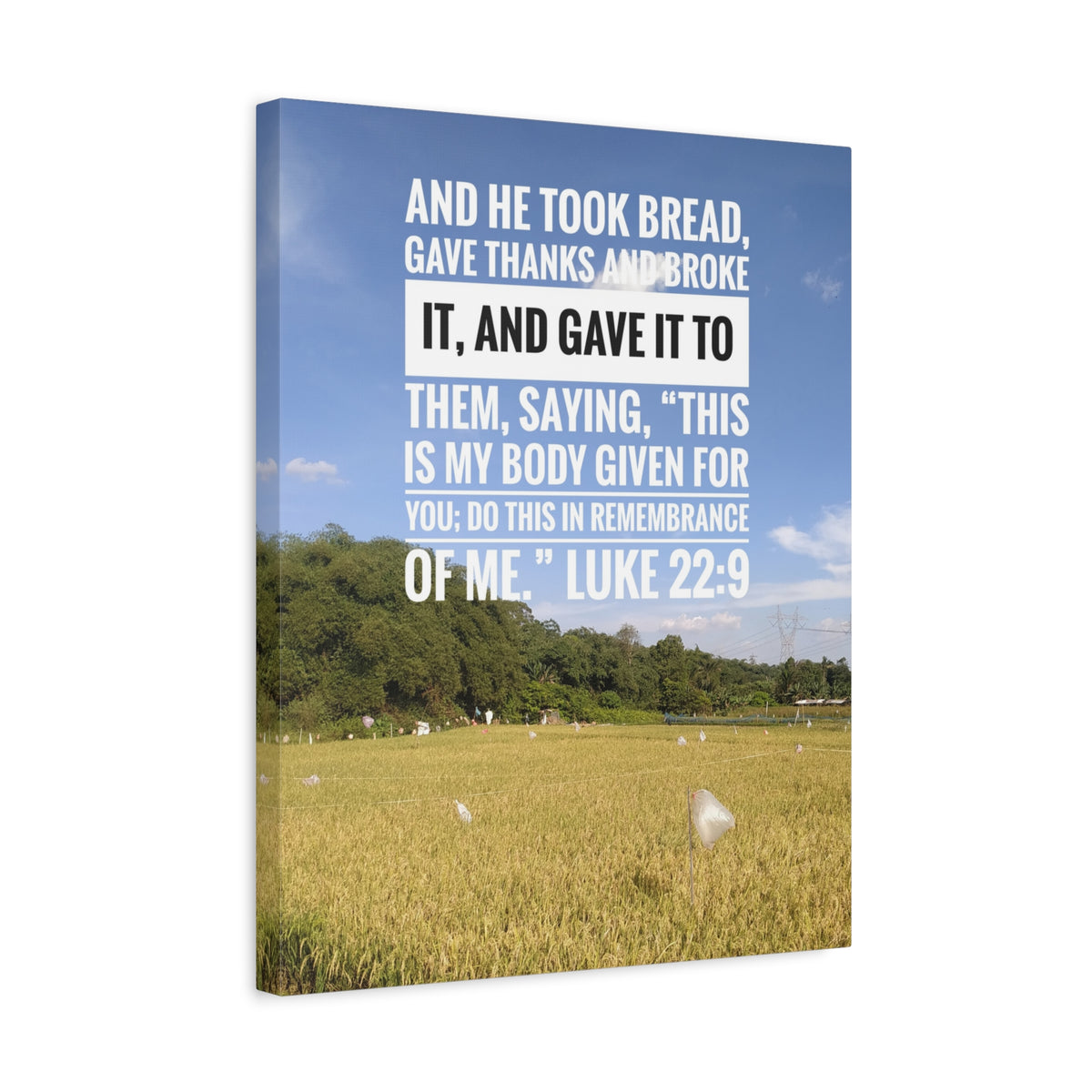 Scripture Canvas Gave Thanks Luke 22:9 Christian Wall Art Bible Verse Print Ready to Hang