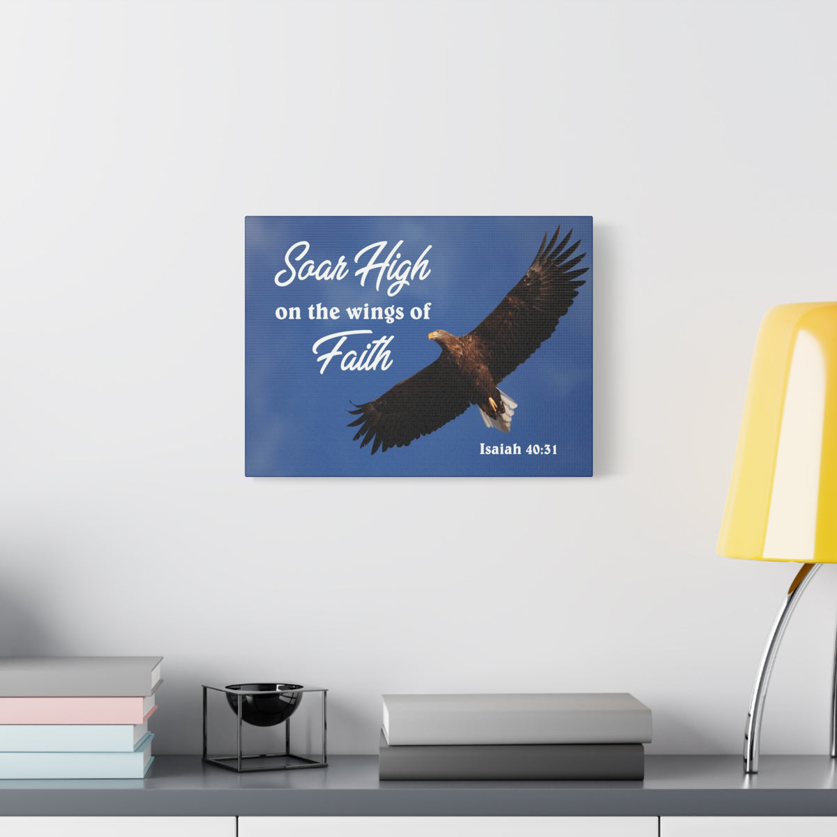 Scripture Canvas Soar High Isaiah 40:31 Christian Wall Art Bible Verse Print Ready to Hang
