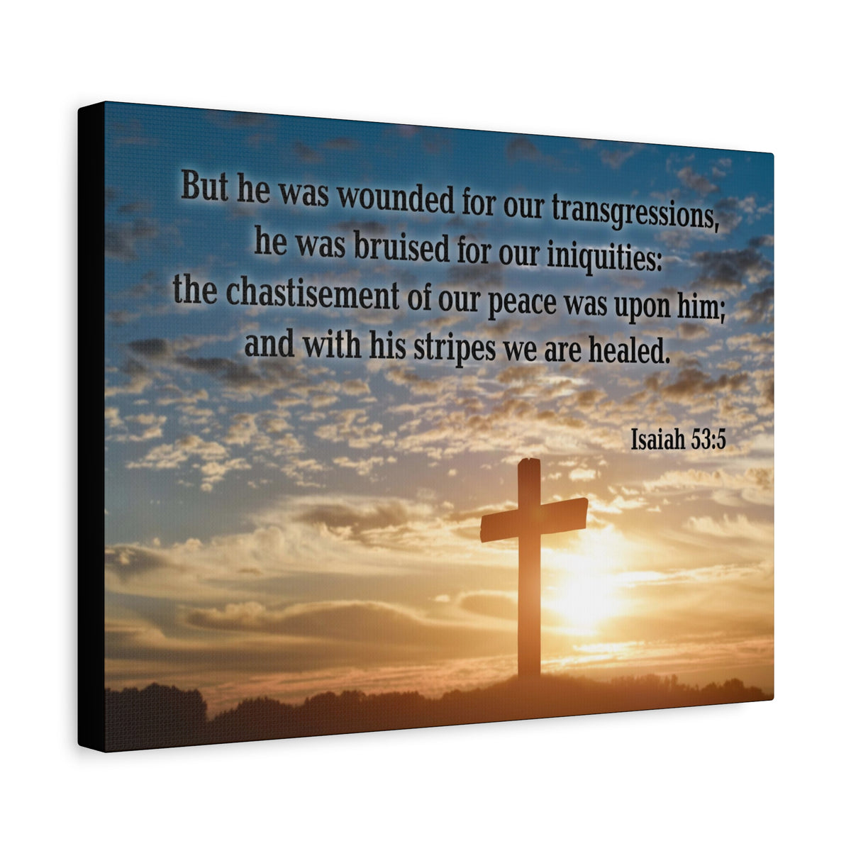Scripture Canvas Wounded For Our Transgressions Isaiah 53:5 Christian Wall Art Bible Verse Print Ready to Hang