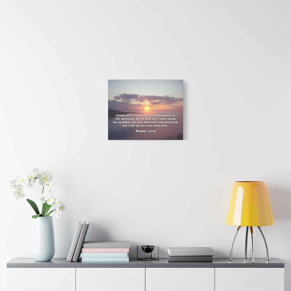 Scripture Canvas Lift Up My Soul Psalm 143:8 Christian Wall Art Bible Verse Print Ready to Hang