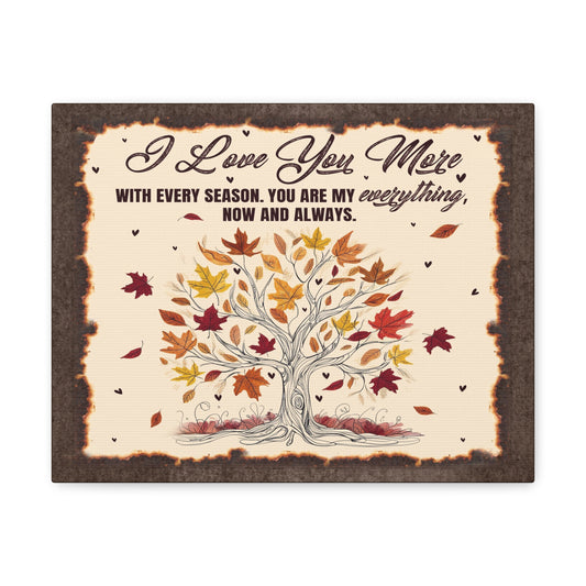 To My Wife I Love You More - Seasonal Tree of Love Canvas Wall Art - Heartfelt Gift for Every Season