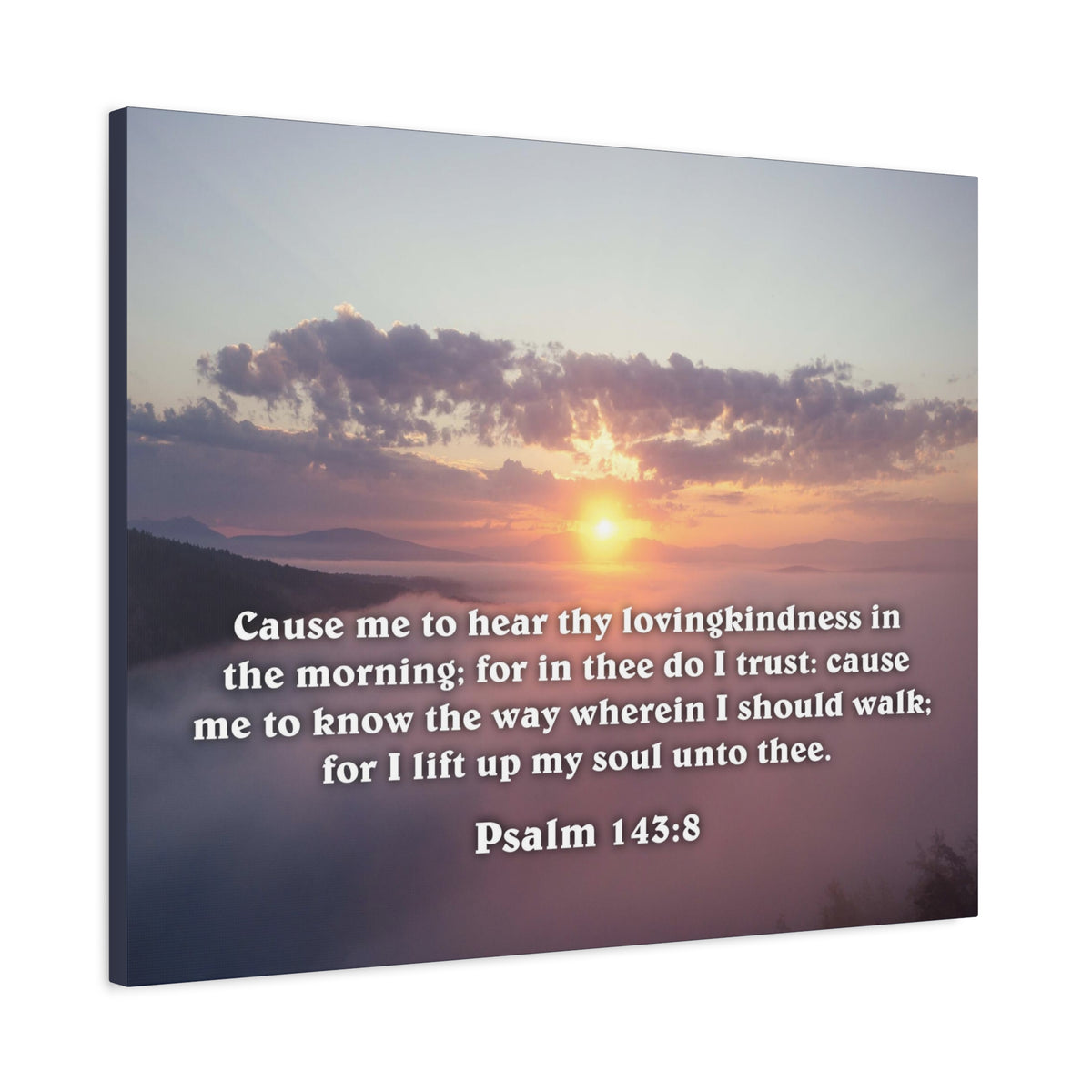 Scripture Canvas Lift Up My Soul Psalm 143:8 Christian Wall Art Bible Verse Print Ready to Hang
