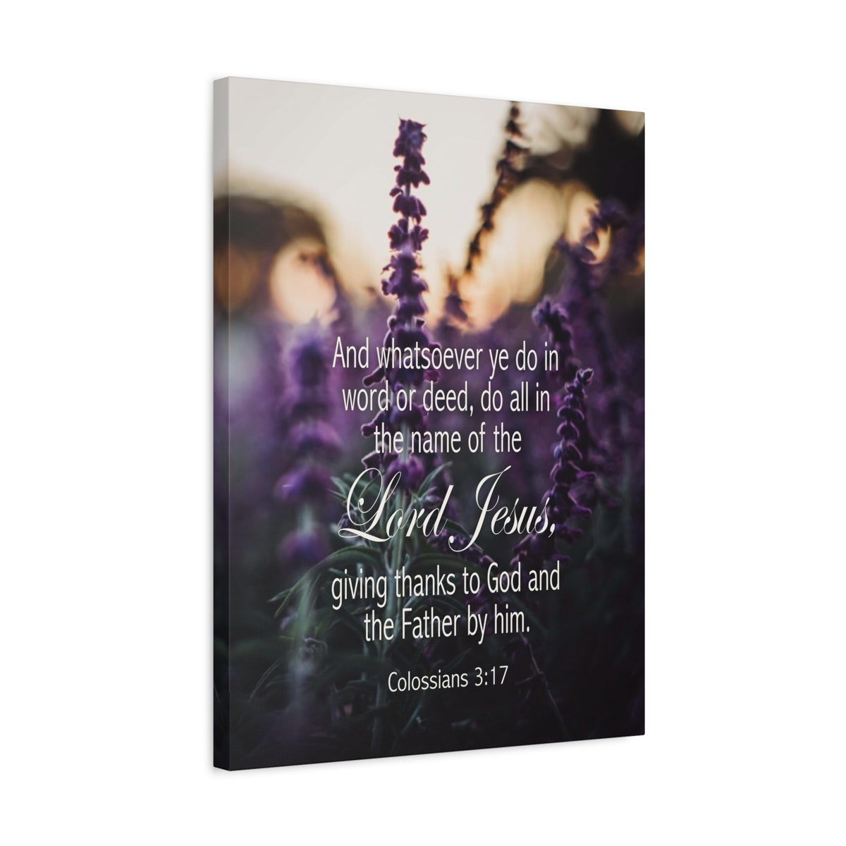 Scripture Canvas Giving Thanks to God Colossians 3:17 Christian Wall Art Bible Verse Print Ready to Hang