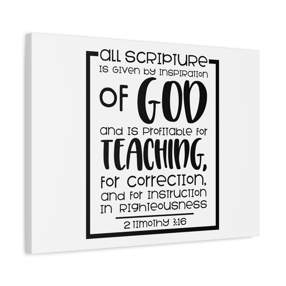 Scripture Canvas Instruction In Righteousness 2 Timothy 3:16 Christian Wall Art Bible Verse Print Ready to Hang