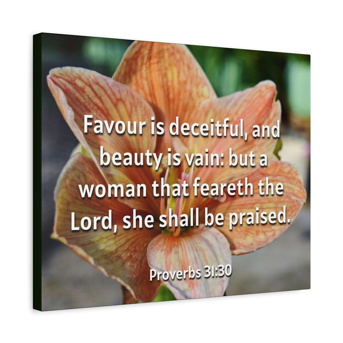 Scripture Canvas She Shall Be Praised Proverbs 31:30 Christian Wall Art Bible Verse Print Ready to Hang