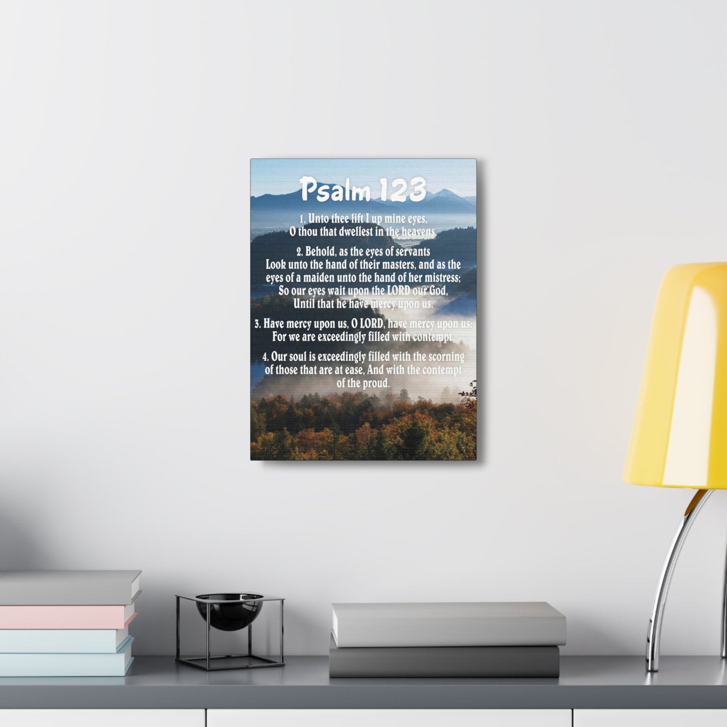 Unto Thee Psalm 123:3 Christian Wall Art Bible Verse Print Ready to Hang