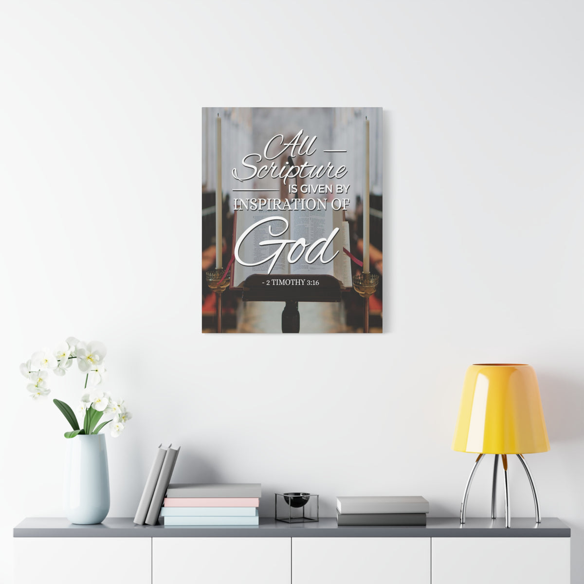 Scripture Canvas All Scripture 2 Timothy 3:16 Christian Wall Art Bible Verse Print Ready to Hang