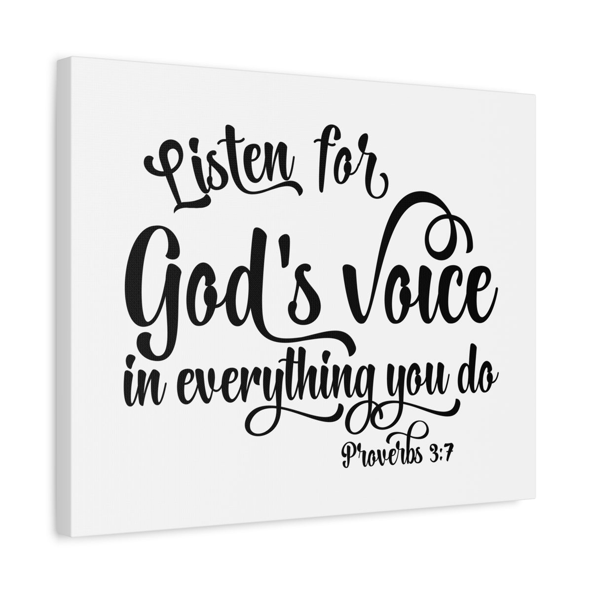 Scripture Canvas God's Voice Proverbs 3:7 Christian Wall Art Bible Verse Print Ready to Hang