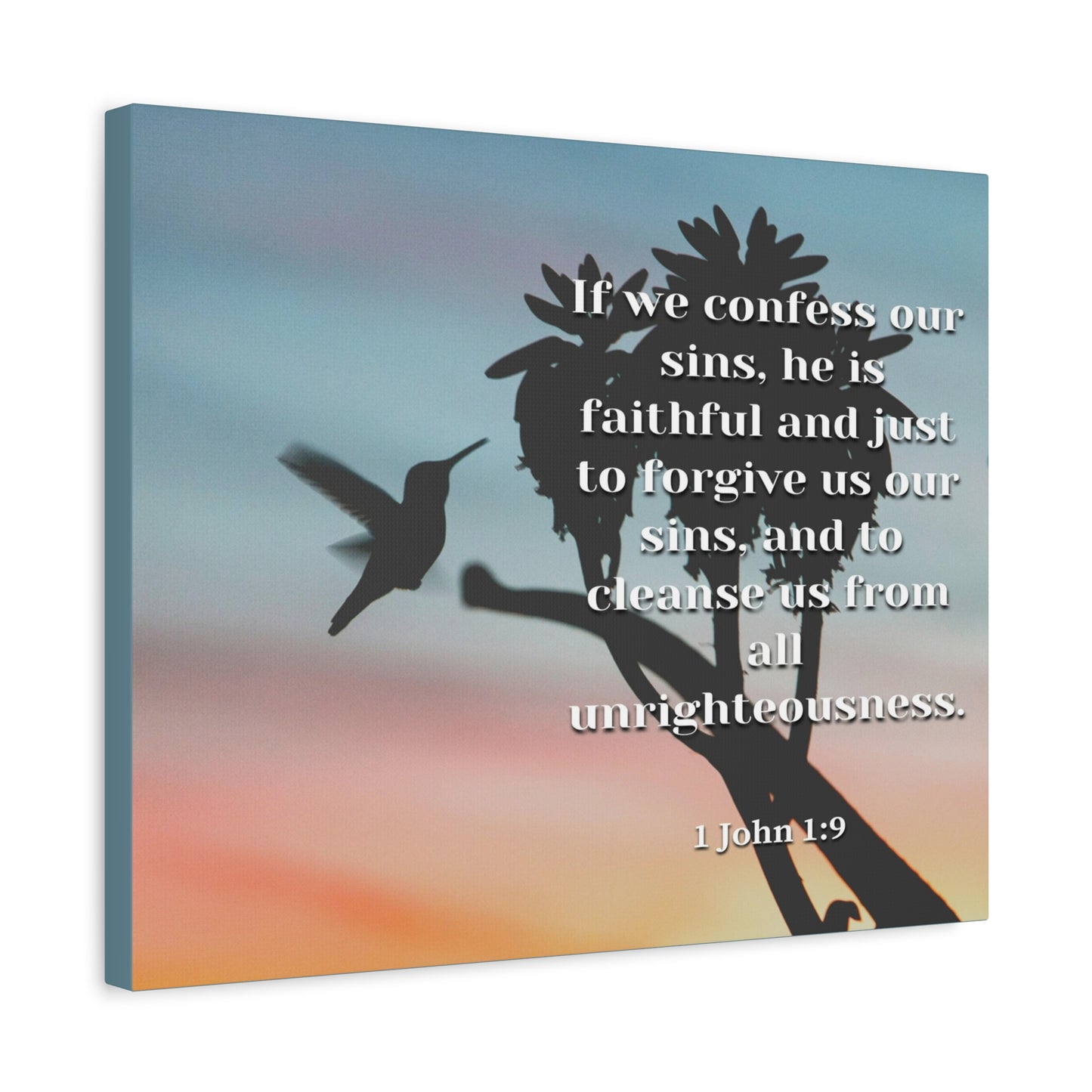 Scripture Canvas Forgive Us 1 John 1:9 Christian Wall Art Bible Verse Print Ready to Hang