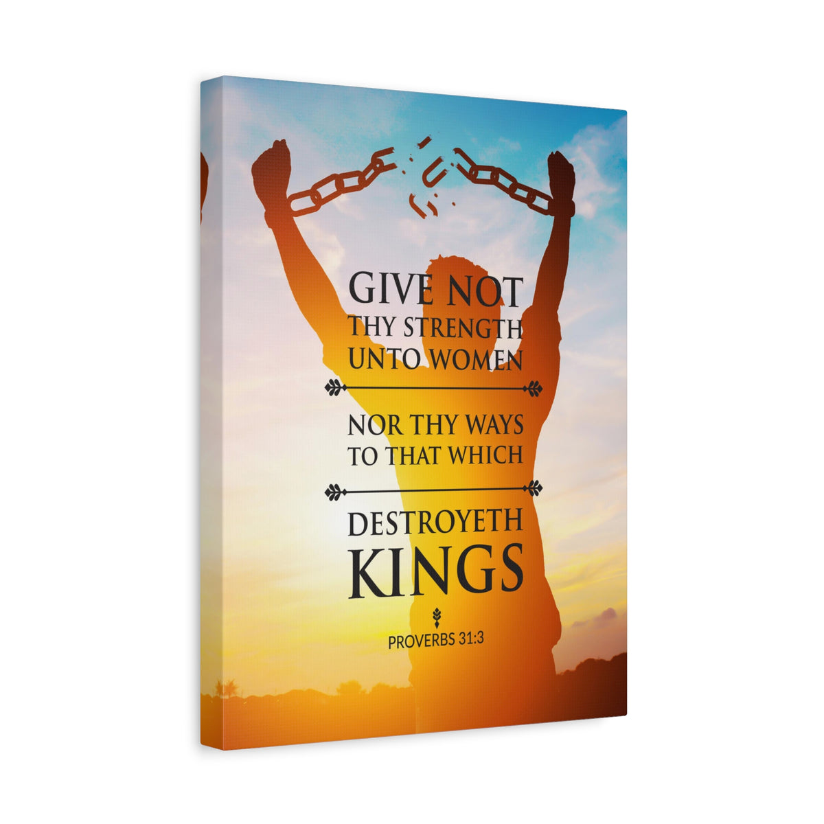 Scripture Canvas Destroyeth Kings Proverbs 31:3 Christian Wall Art Bible Verse Print Ready to Hang