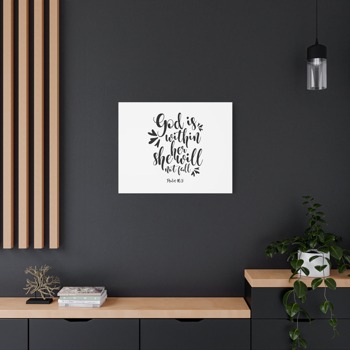 Scripture Canvas Within Her Psalm 46:5 Christian Wall Art Bible Verse Print Ready to Hang