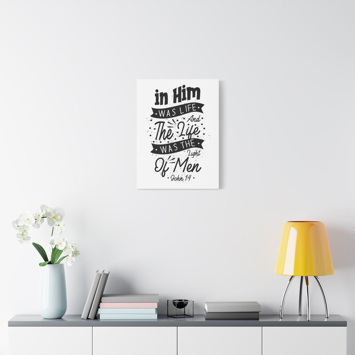 Scripture Canvas In Him Was Life John 1:4 Christian Wall Art Bible Verse Print Ready to Hang