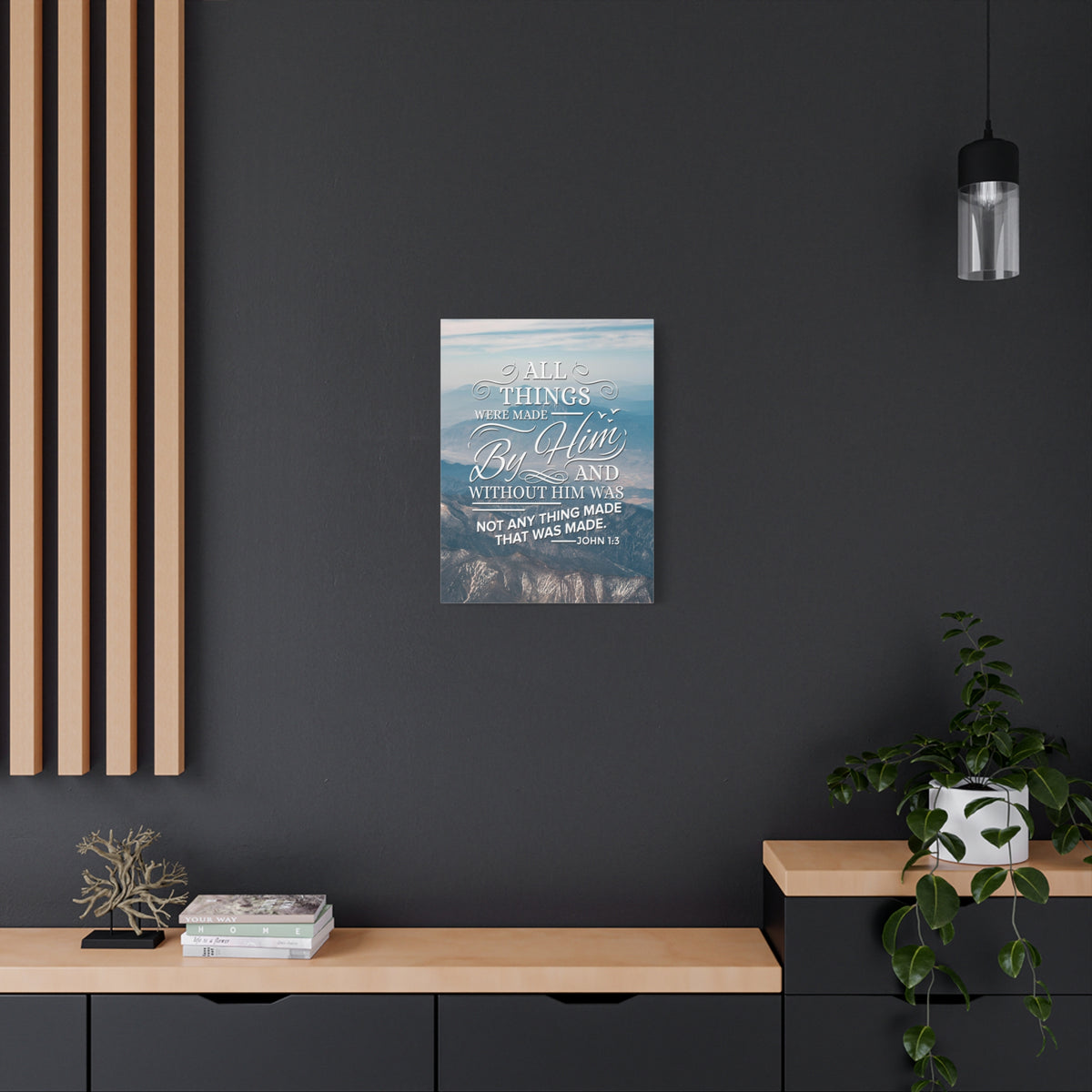 Scripture Canvas Made by Him John 1:3 Christian Wall Art Bible Verse Print Ready to Hang
