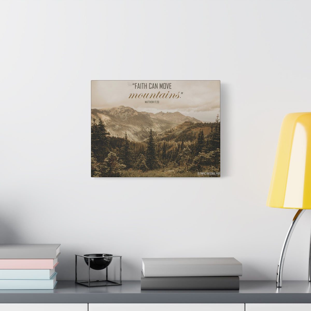 Scripture Canvas Faith Can Move Matthew 17:20 Christian Wall Art Bible Verse Print Ready to Hang