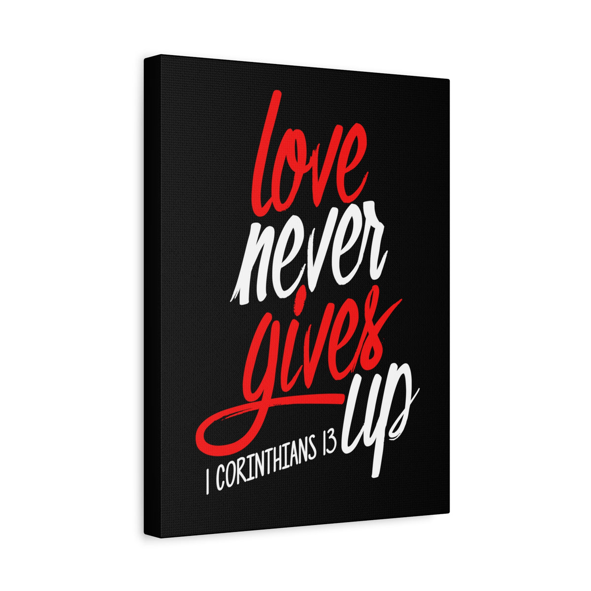 Scripture Canvas Love Never Gives Up 1 Corinthians 13 Christian Wall Art Bible Verse Print Ready to Hang