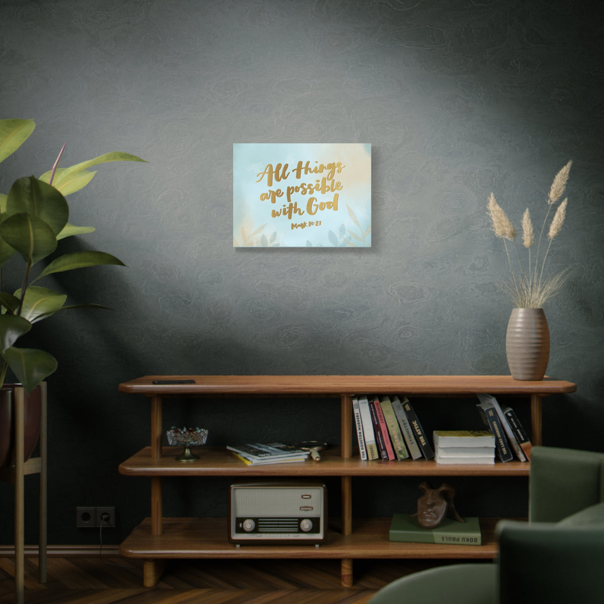 Scripture Canvas Possible With God Mark 10:27 Christian Wall Art Bible Verse Print Ready to Hang