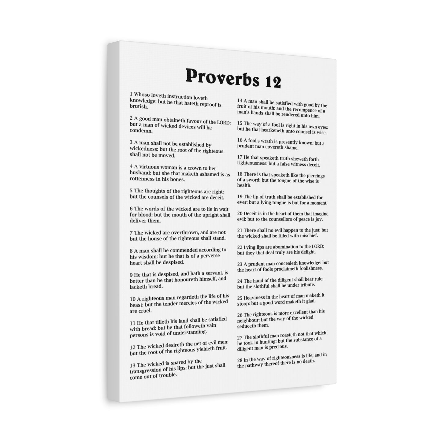 Scripture Walls Proverbs Chapter 12 White Bible Canvas Christian Wall Art Ready to Hang Unframed