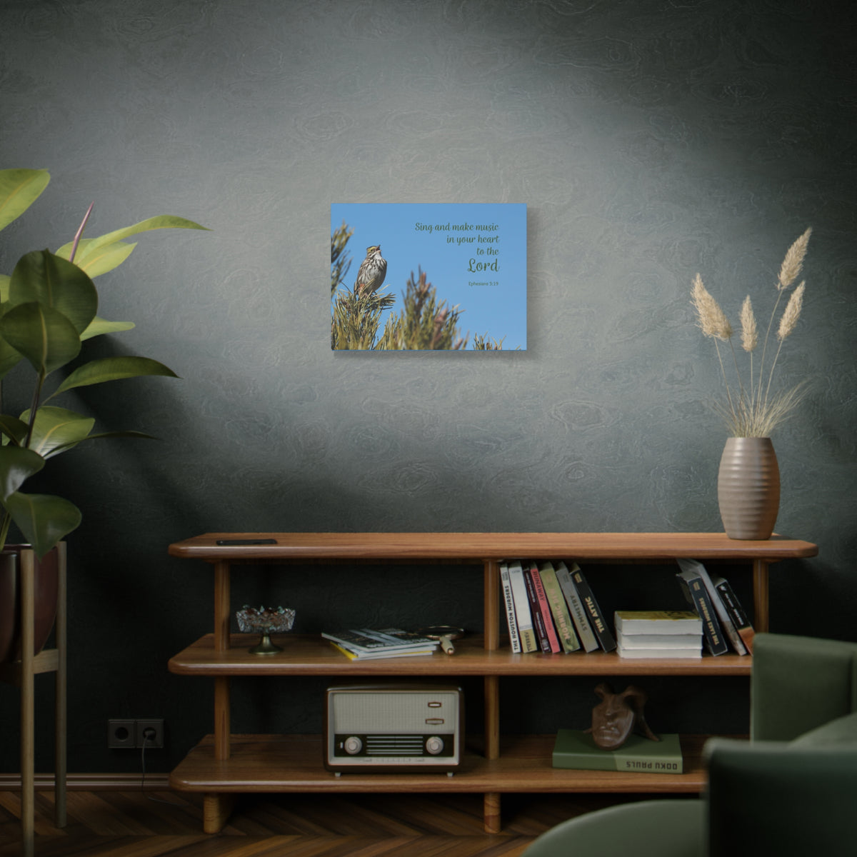 Scripture Canvas In Your Heart Ephesians 5:19 Christian Wall Art Bible Verse Print Ready to Hang