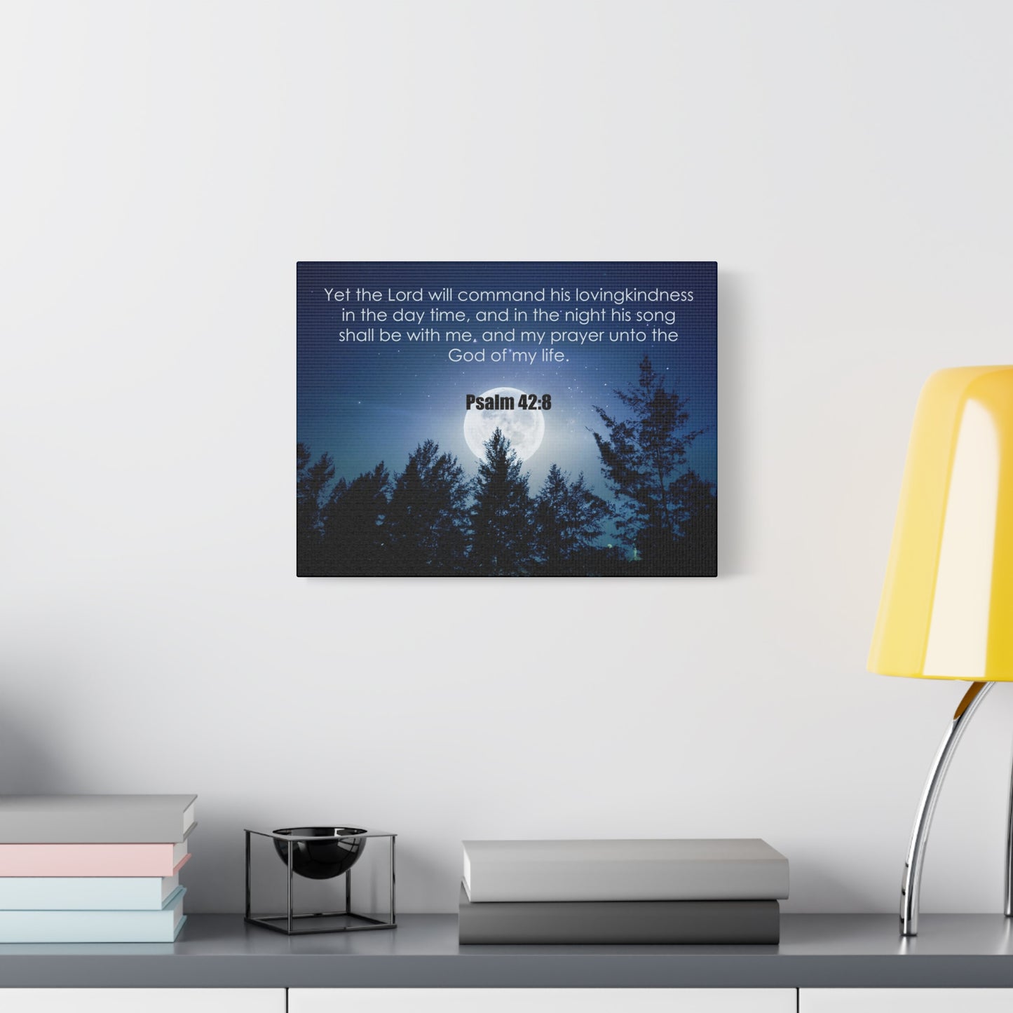 Bible Verse Canvas God of My Life Psalm 42:8 Christian Home Décor Wall Art Scripture Ready to Hang Faith Print