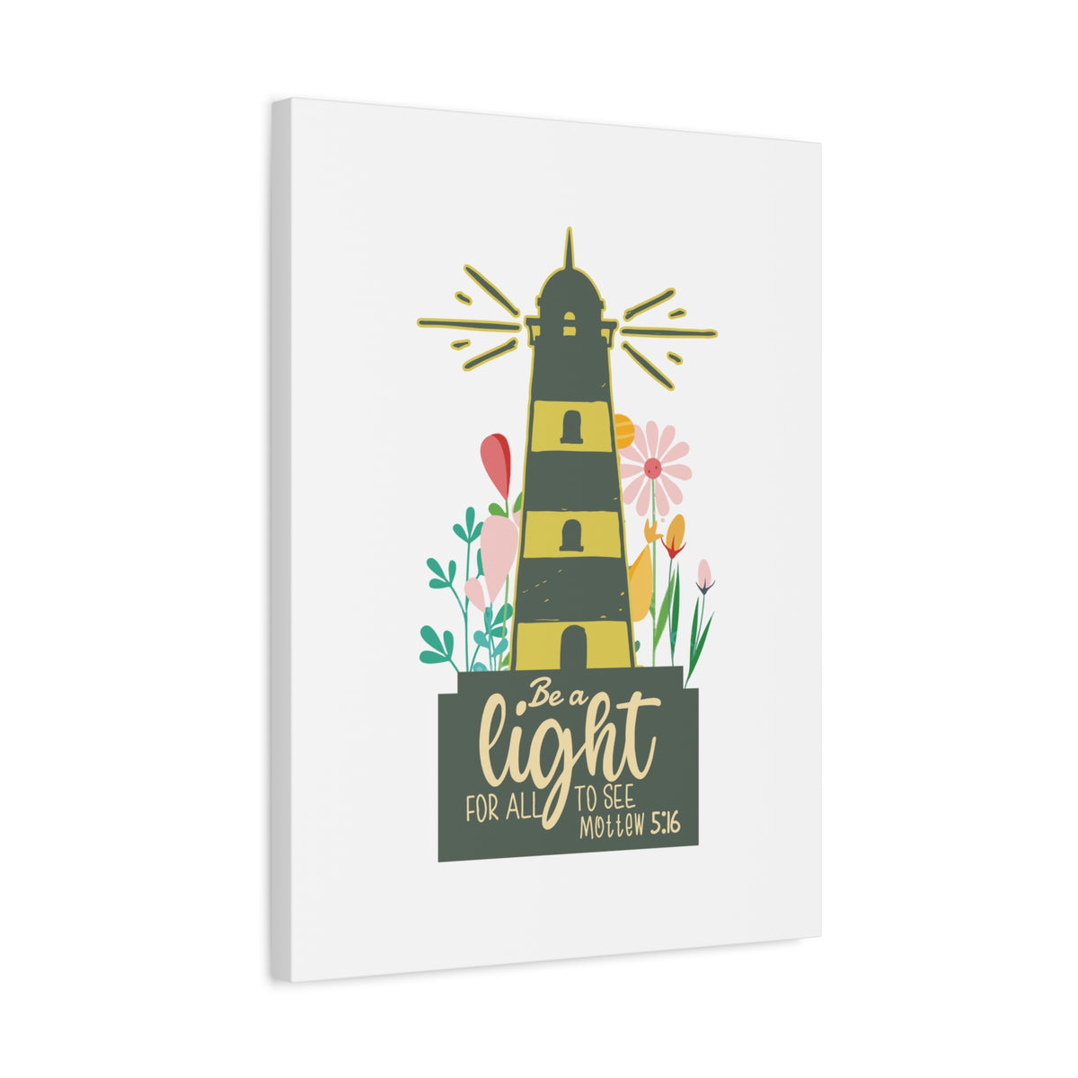 Scripture Canvas Be A Light Matthew 5:16 Christian Wall Art Bible Verse Print Ready to Hang