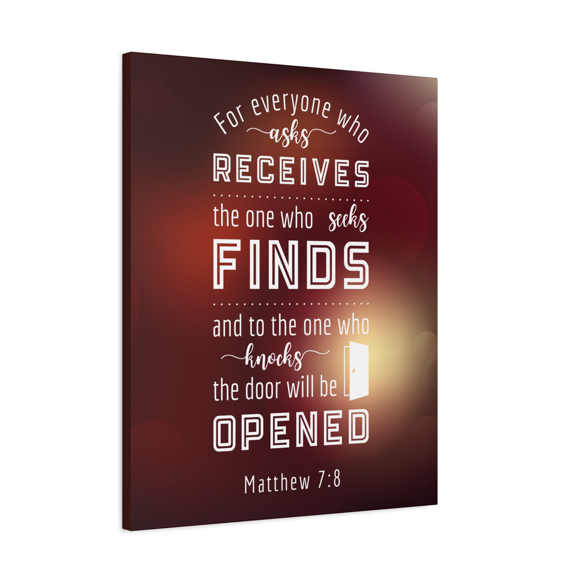 Scripture Canvas The Door Will Be Opened Matthew 7:8 Wall Art Bible Verse Print Ready to Hang