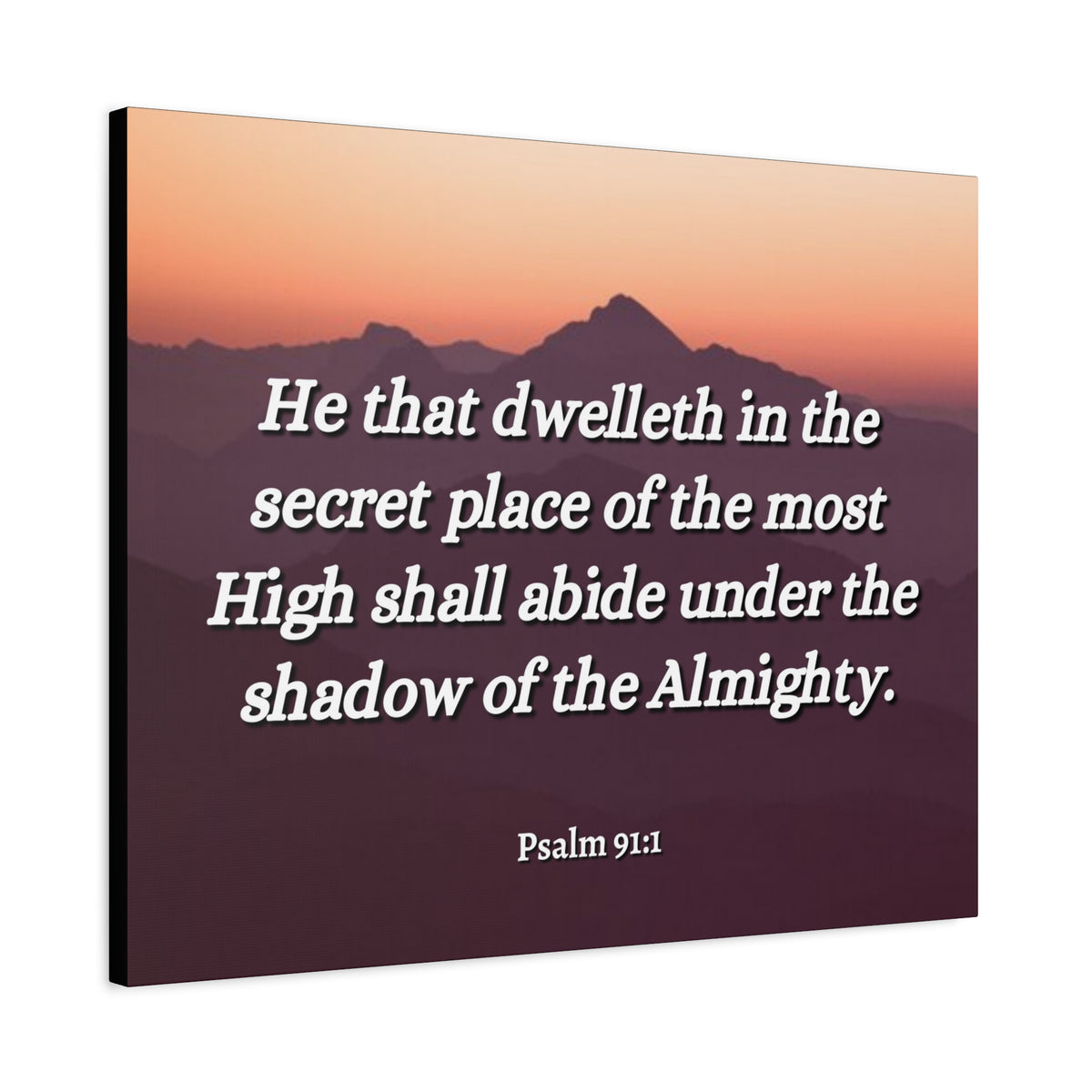 Scripture Canvas The Almighty Psalms 91:1 Christian Wall Art Bible Verse Print Ready to Hang