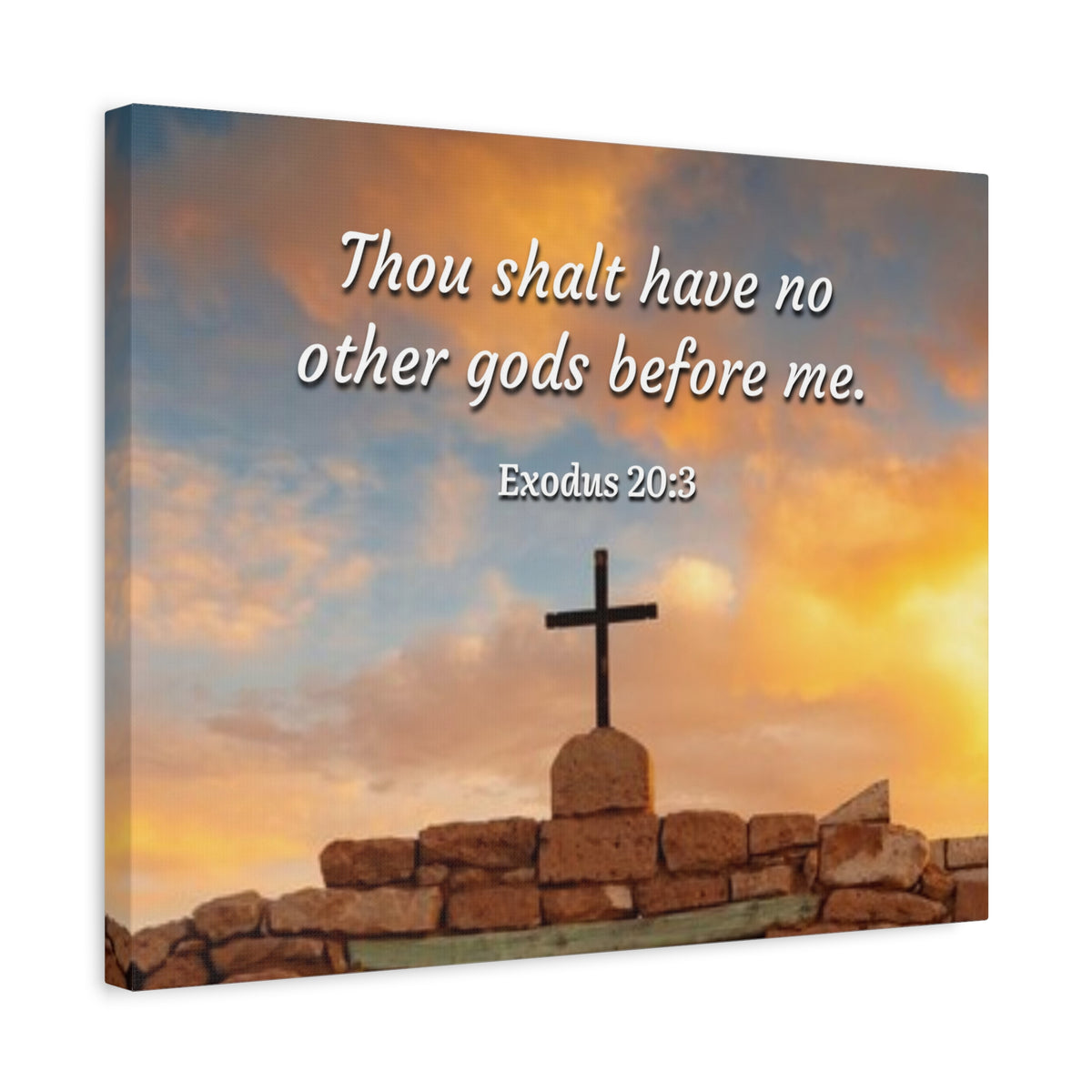 Scripture Canvas No Other Gods Exodus 20:3 Christian Wall Art Bible Verse Print Ready to Hang