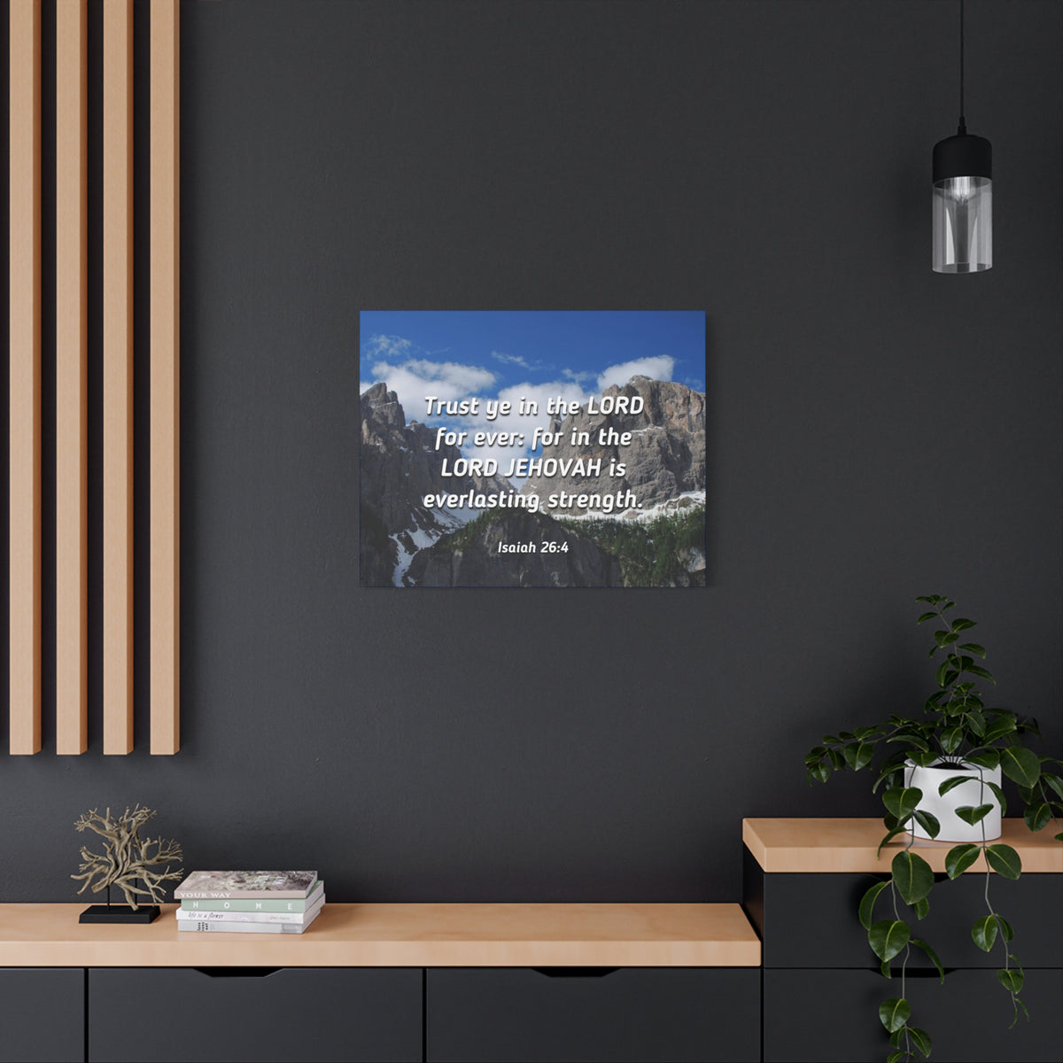 Scripture Canvas Everlasting Strength Isaiah 26:4 Christian Wall Art Bible Verse Print Ready to Hang