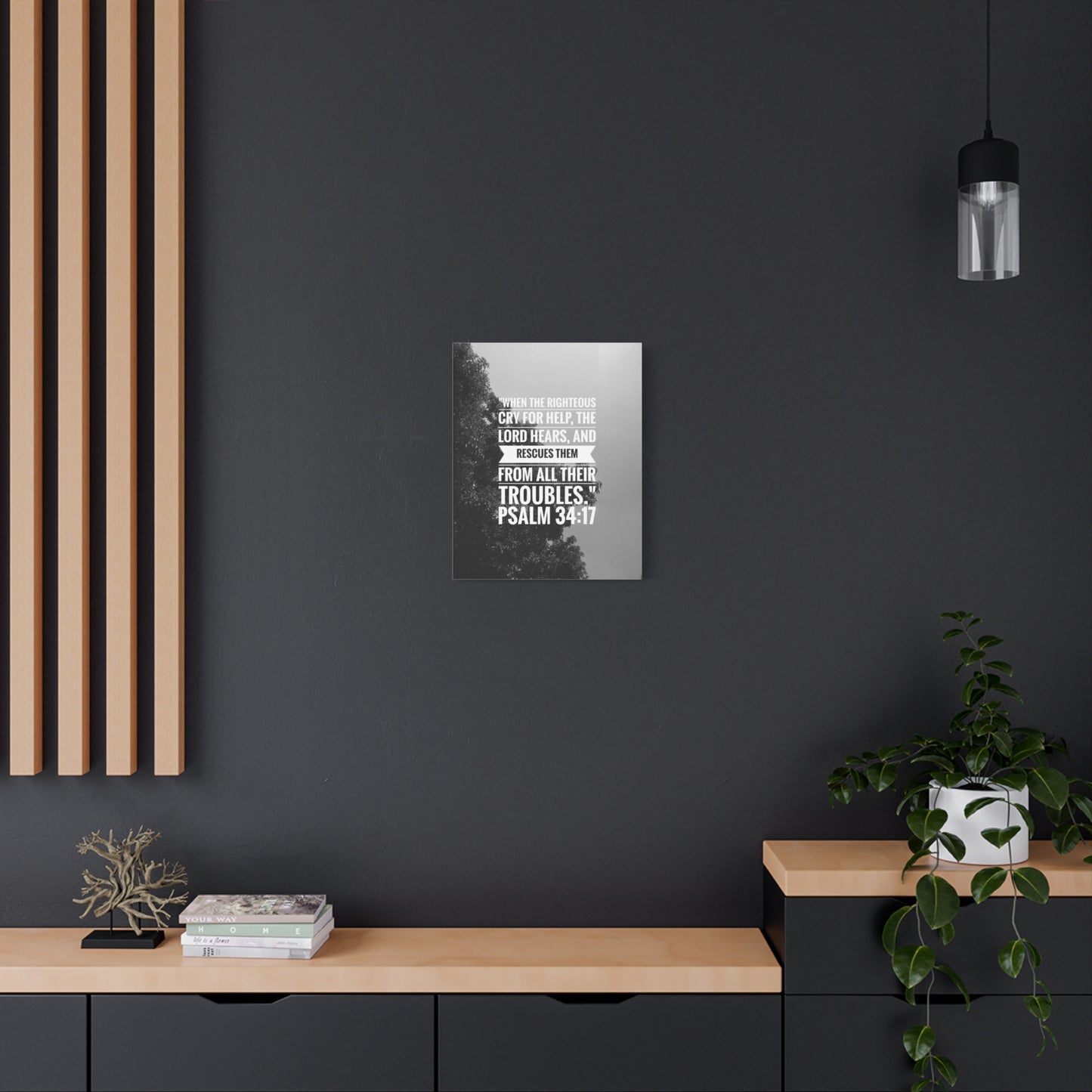 Scripture Canvas Rescues Them Psalm 34:17 Christian Wall Art Bible Verse Print Ready to Hang
