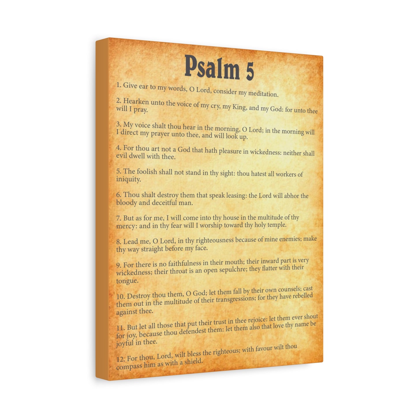 Scripture Walls Psalm 5 Gold Bible Chapter Canvas Christian Wall Art Ready to Hang