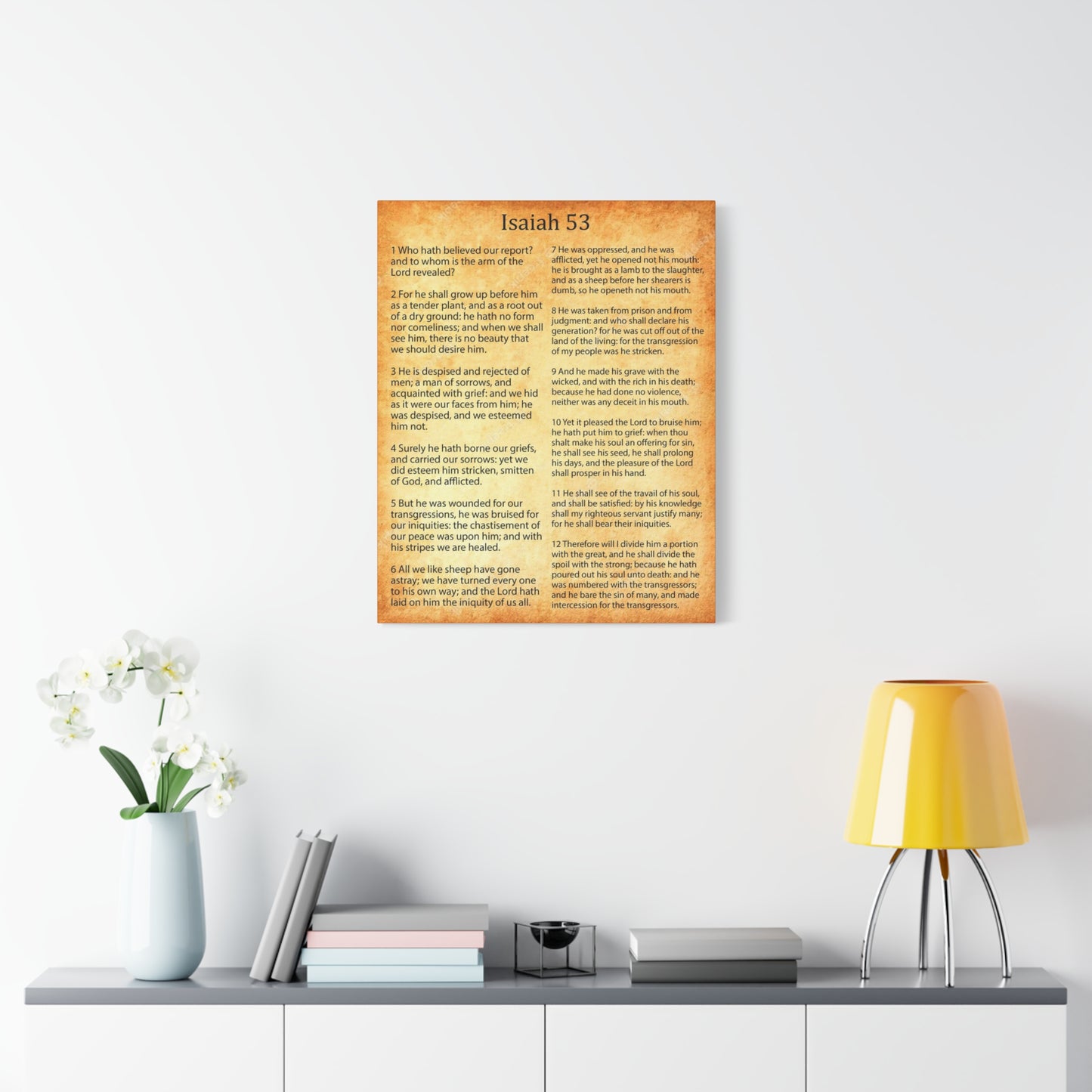 Scripture Walls Coming of Christ Isaiah 53 Chapter Gold Christian Wall Art Print Ready to Hang Unframed